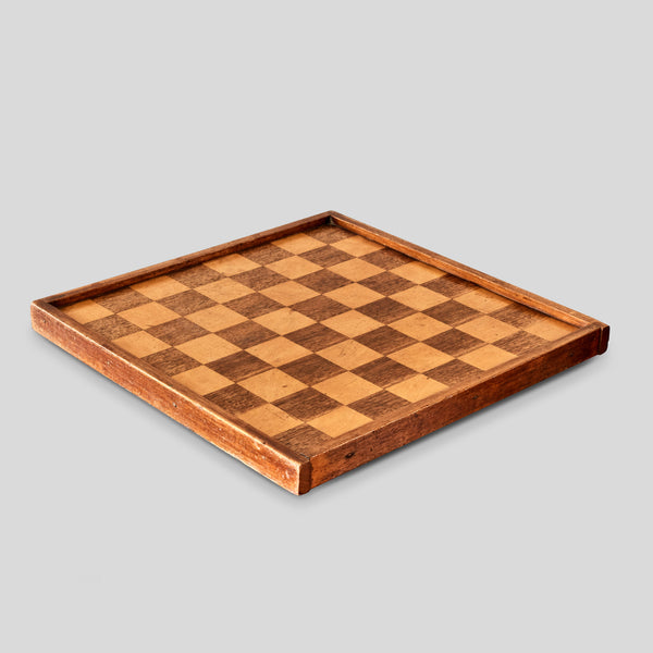 Remnant (37 x 112 cm) - Chessboard wooden texture fabric brown squares USA  cotton - modeS4u