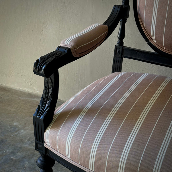 1870s Louis XVI Style Ebonized Fauteuil in Upholstered Linen – Lee Stanton  Antiques