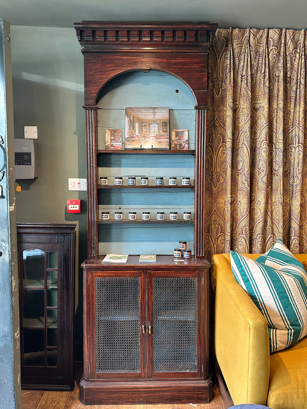 Victorian English Bookcase with Caned Doors