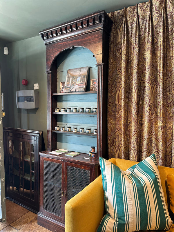 Victorian English Bookcase with Caned Doors