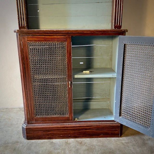 Victorian English Bookcase with Caned Doors