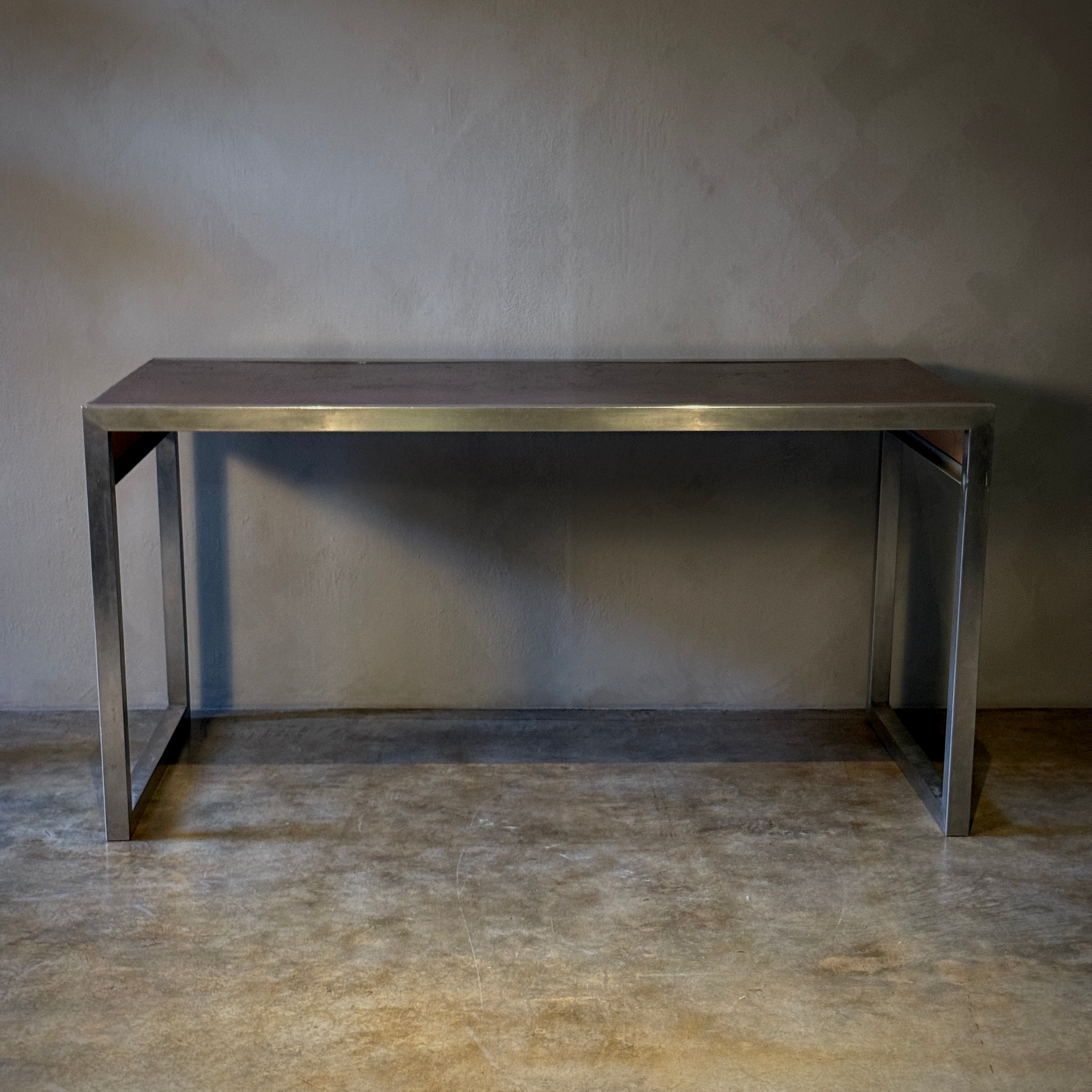 Metal and Leather Writing Table