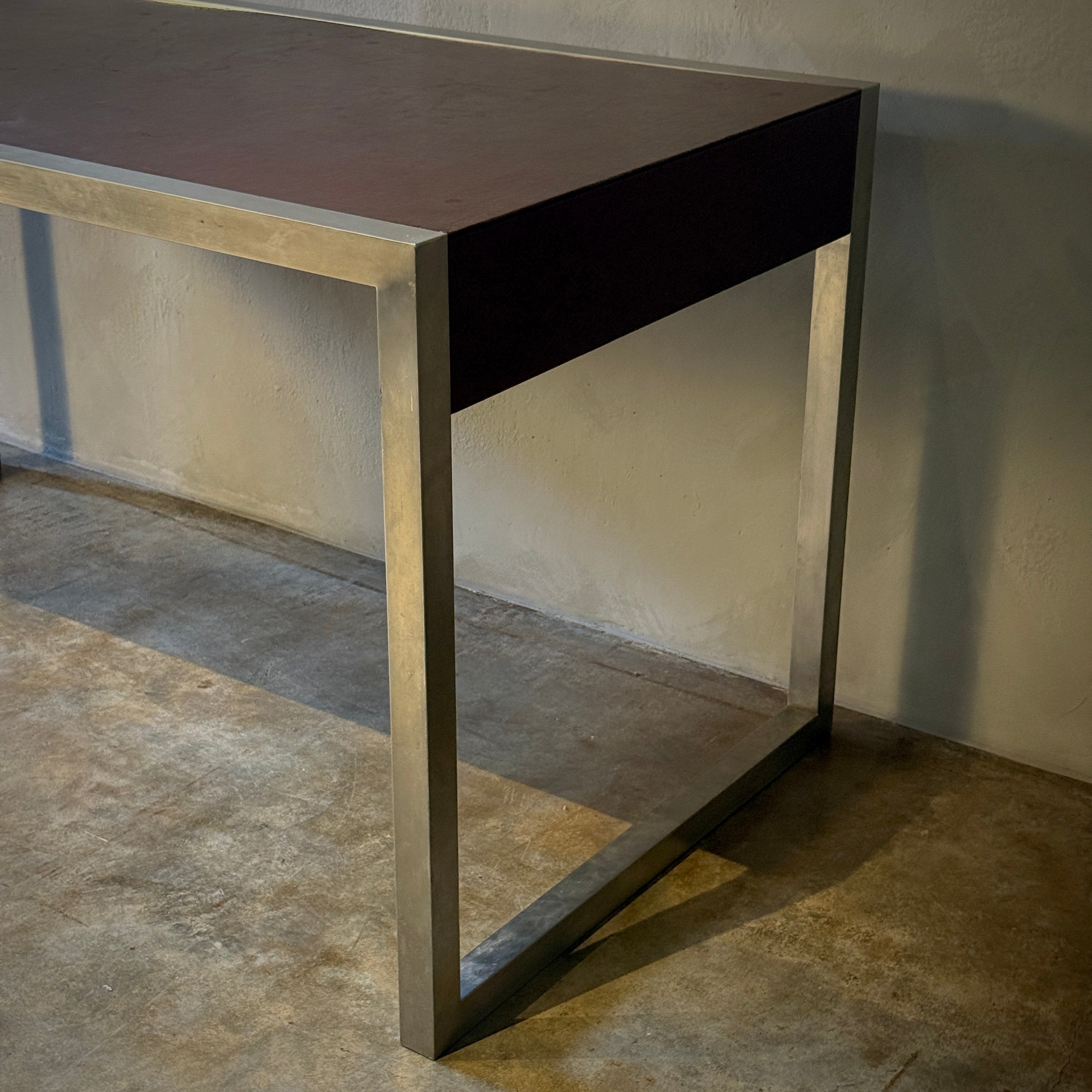 Metal and Leather Writing Table