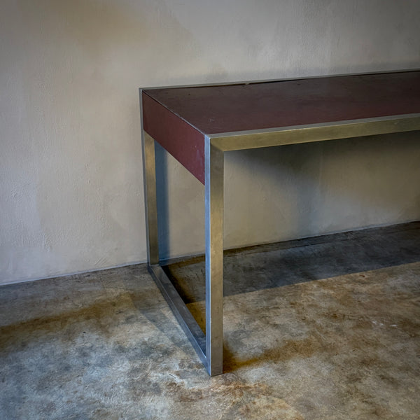 Metal and Leather Writing Table