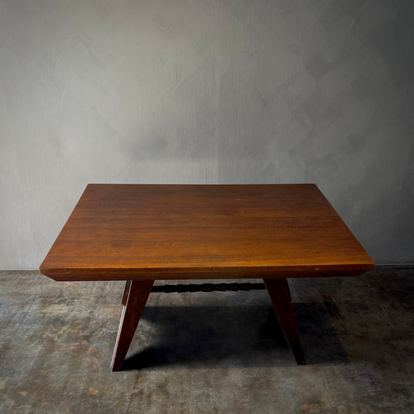 Atypical Oak and Leather Table