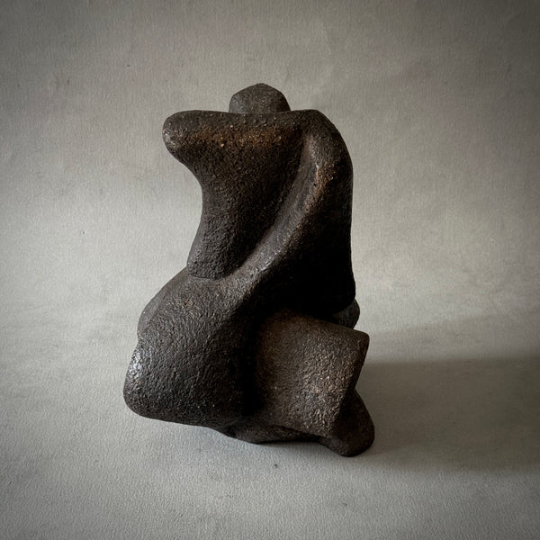 Anthropormorphic black fireclay sculpture