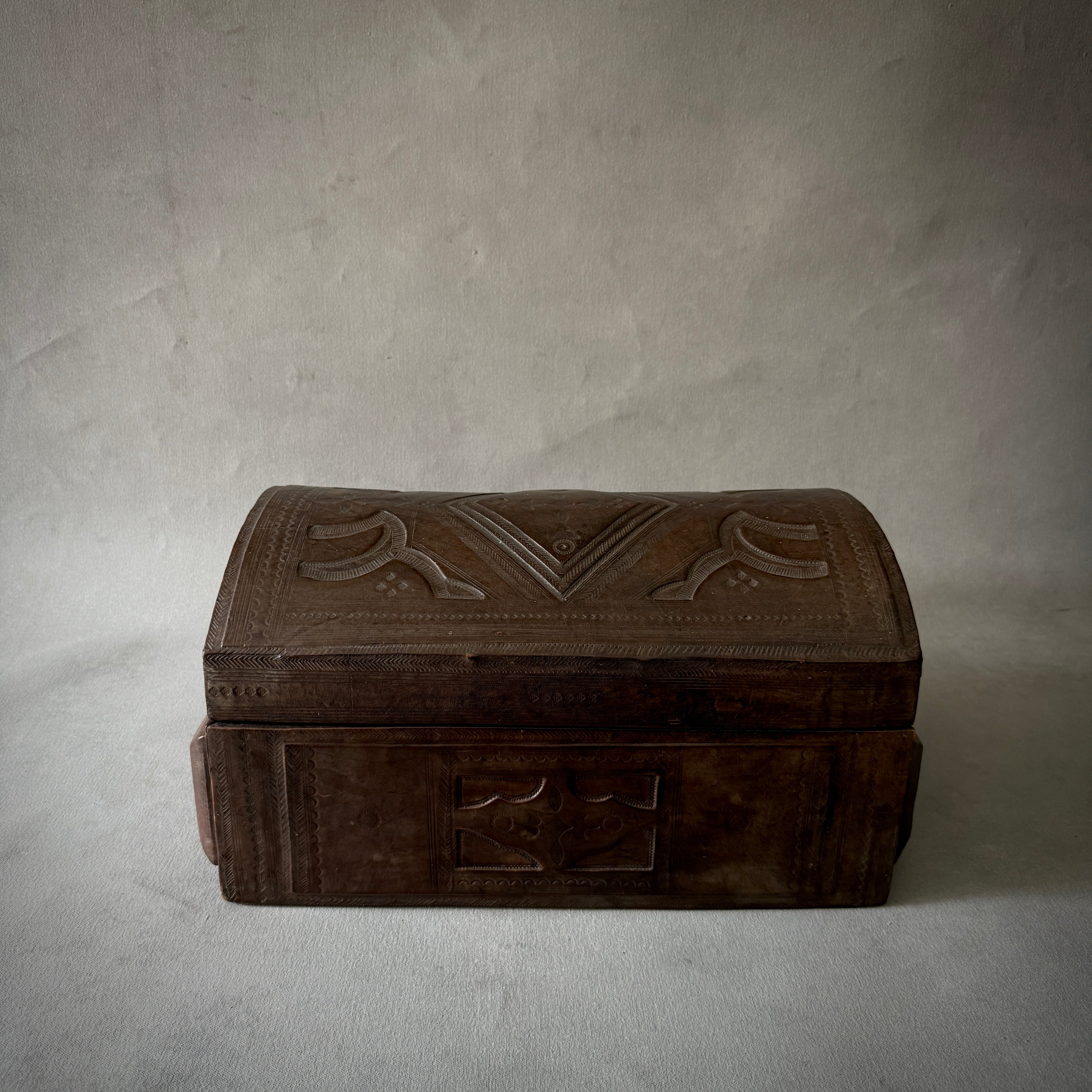 Leather Covered Wooden Box