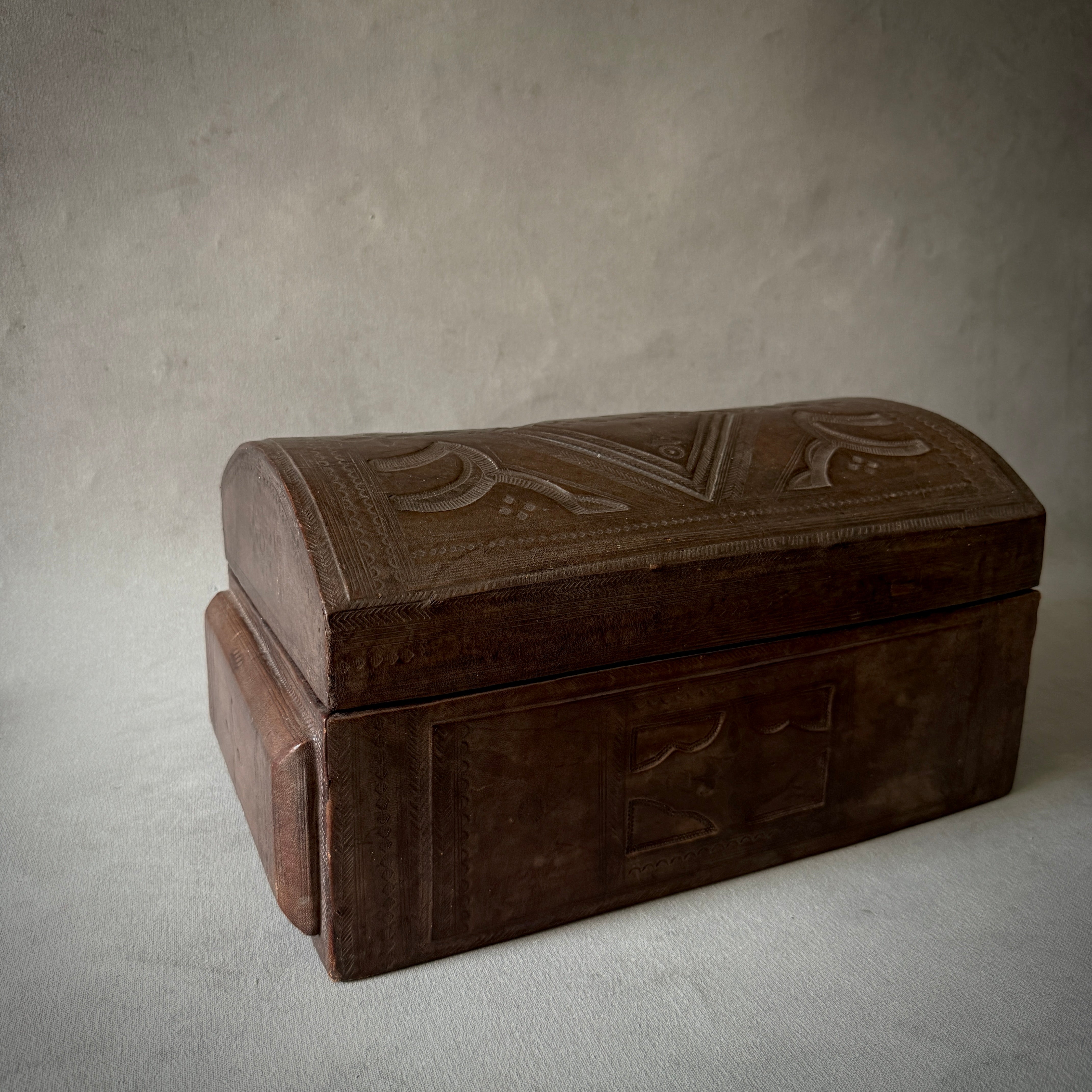 Leather Covered Wooden Box