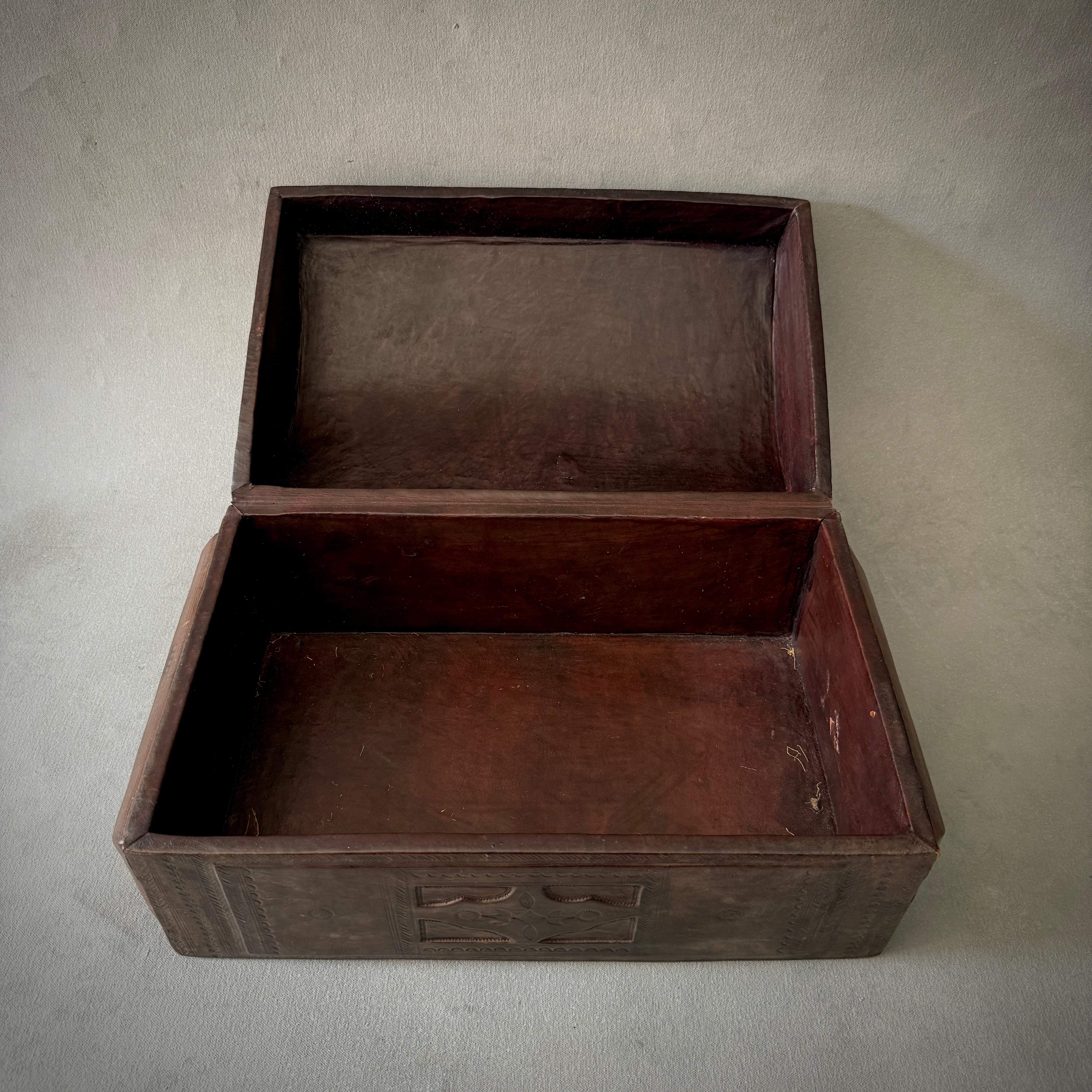 Leather Covered Wooden Box