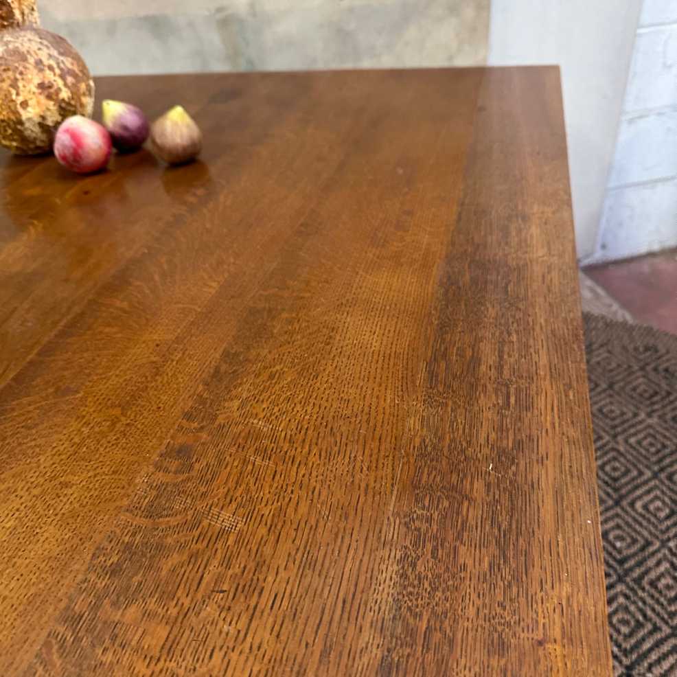 Atypical Oak and Leather Table