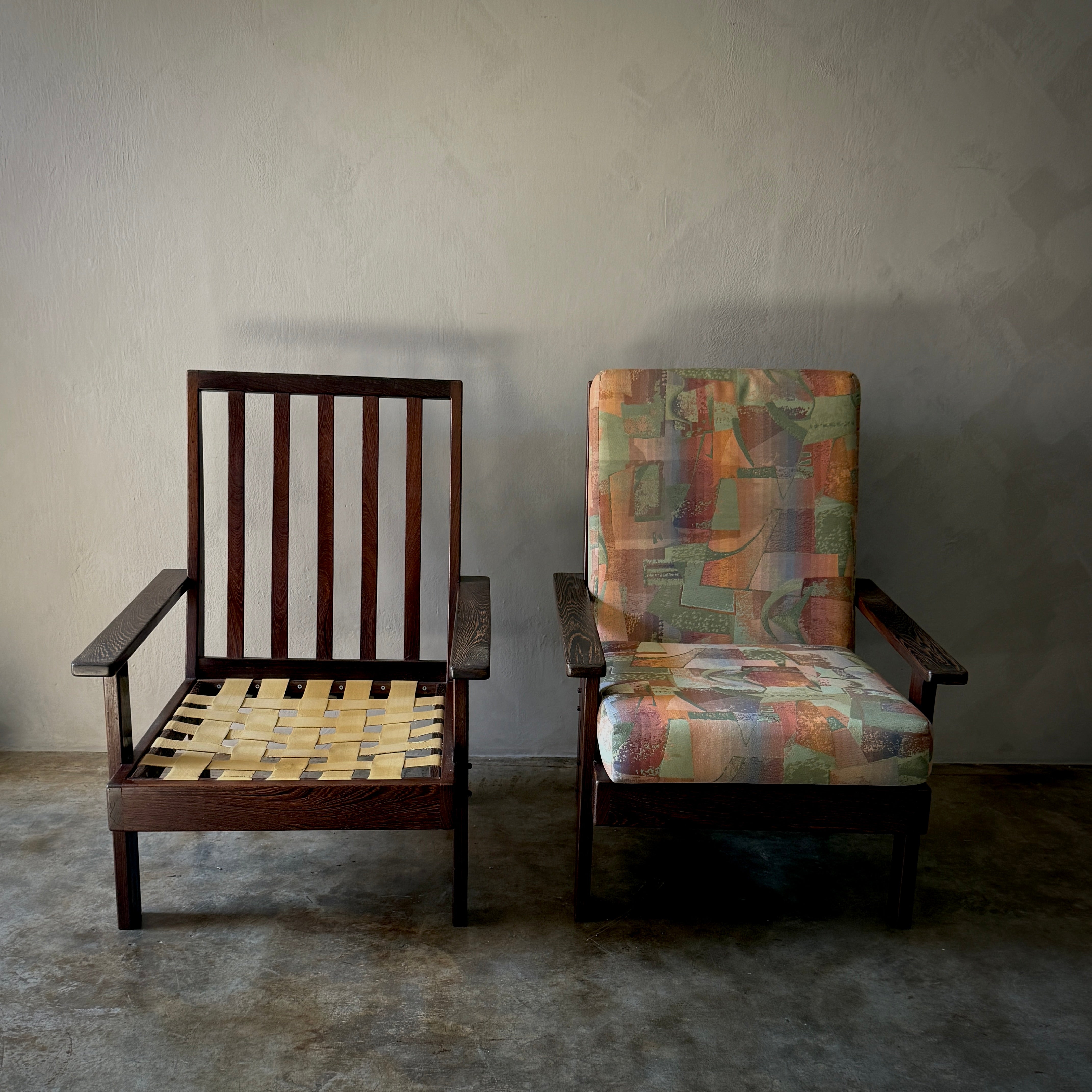 Pair of Wenge Wood Arm Chairs