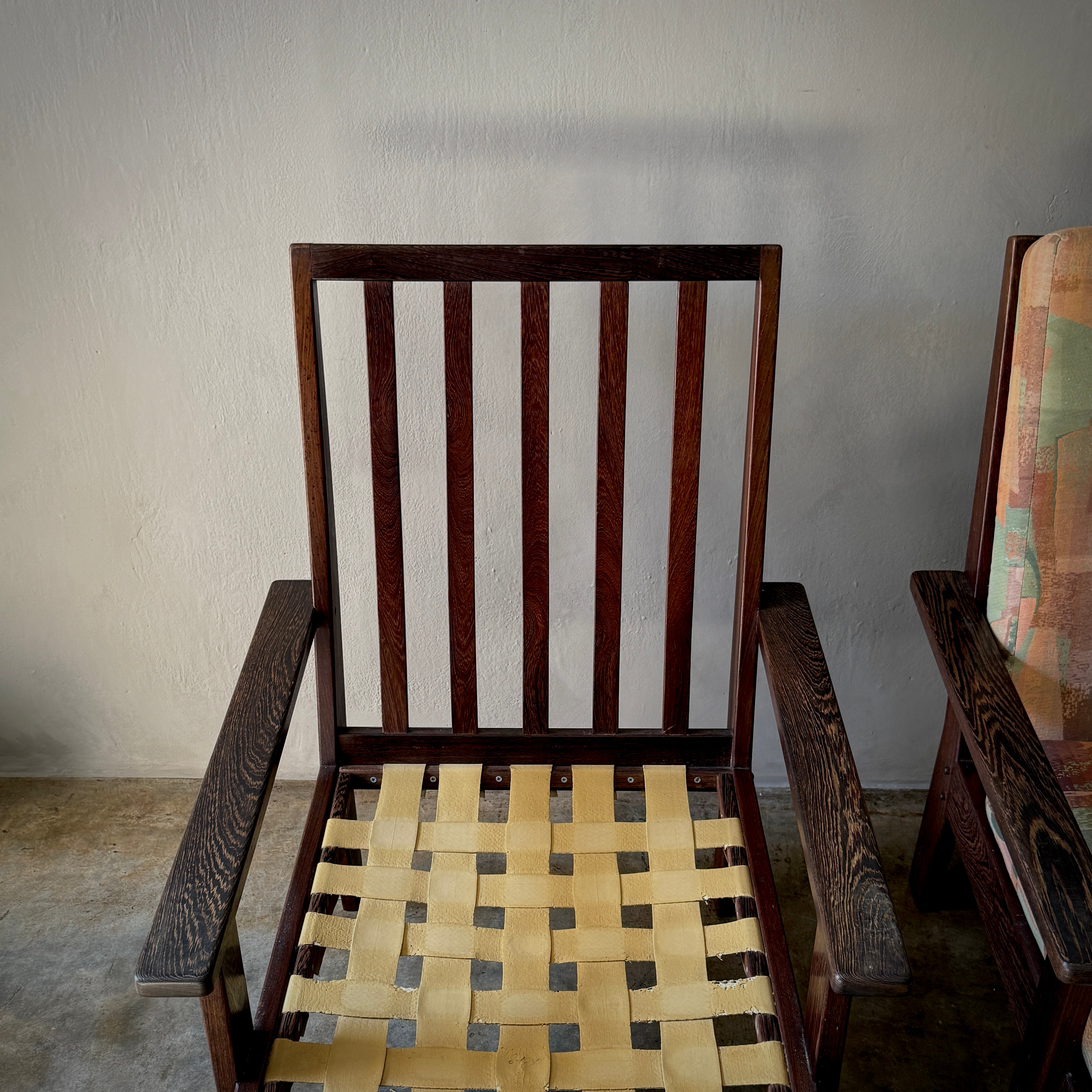 Pair of Wenge Wood Arm Chairs