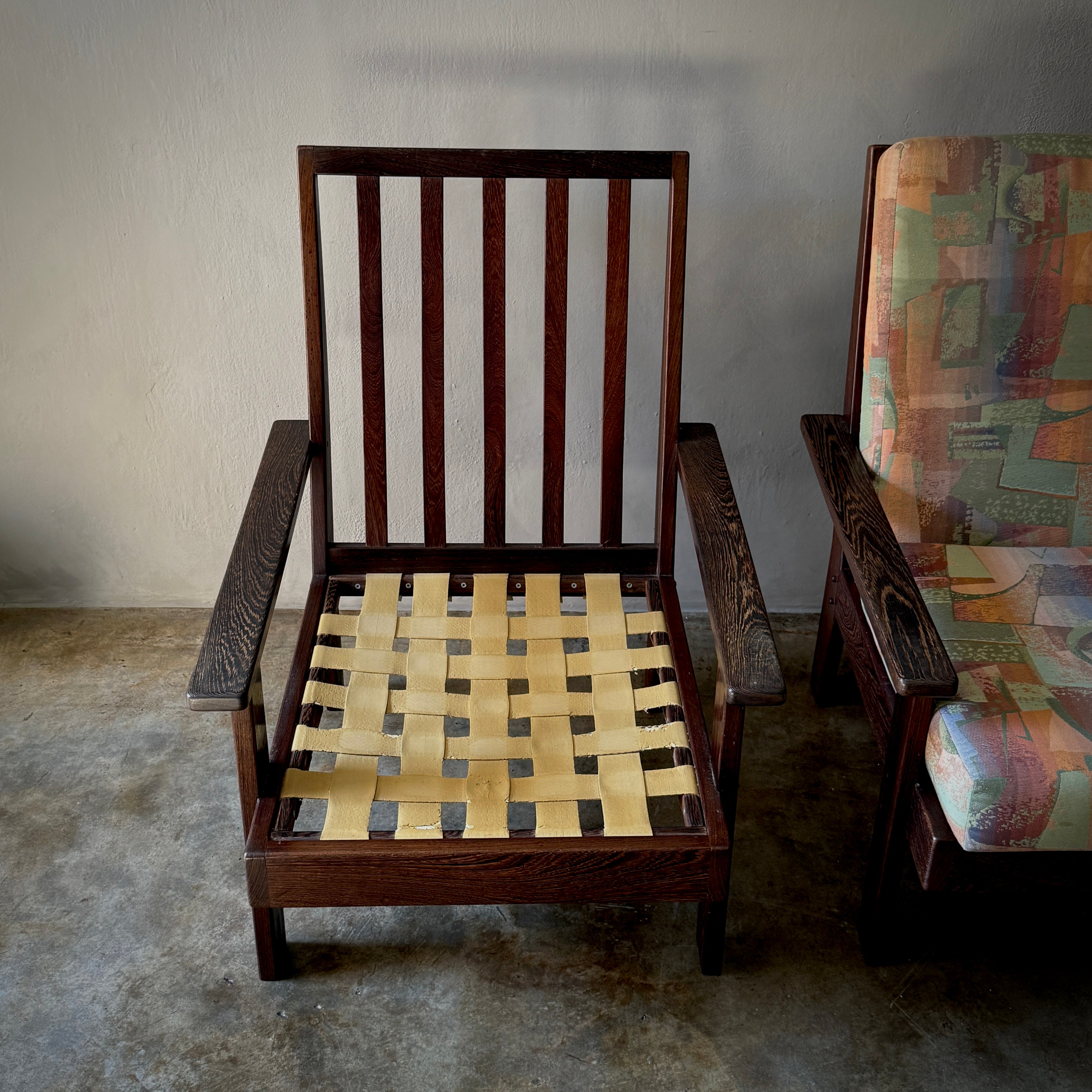 Pair of Wenge Wood Arm Chairs