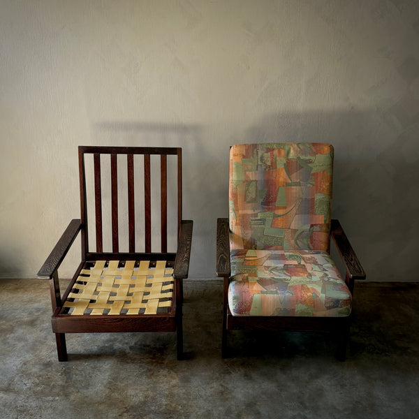 Pair of Wenge Wood Arm Chairs