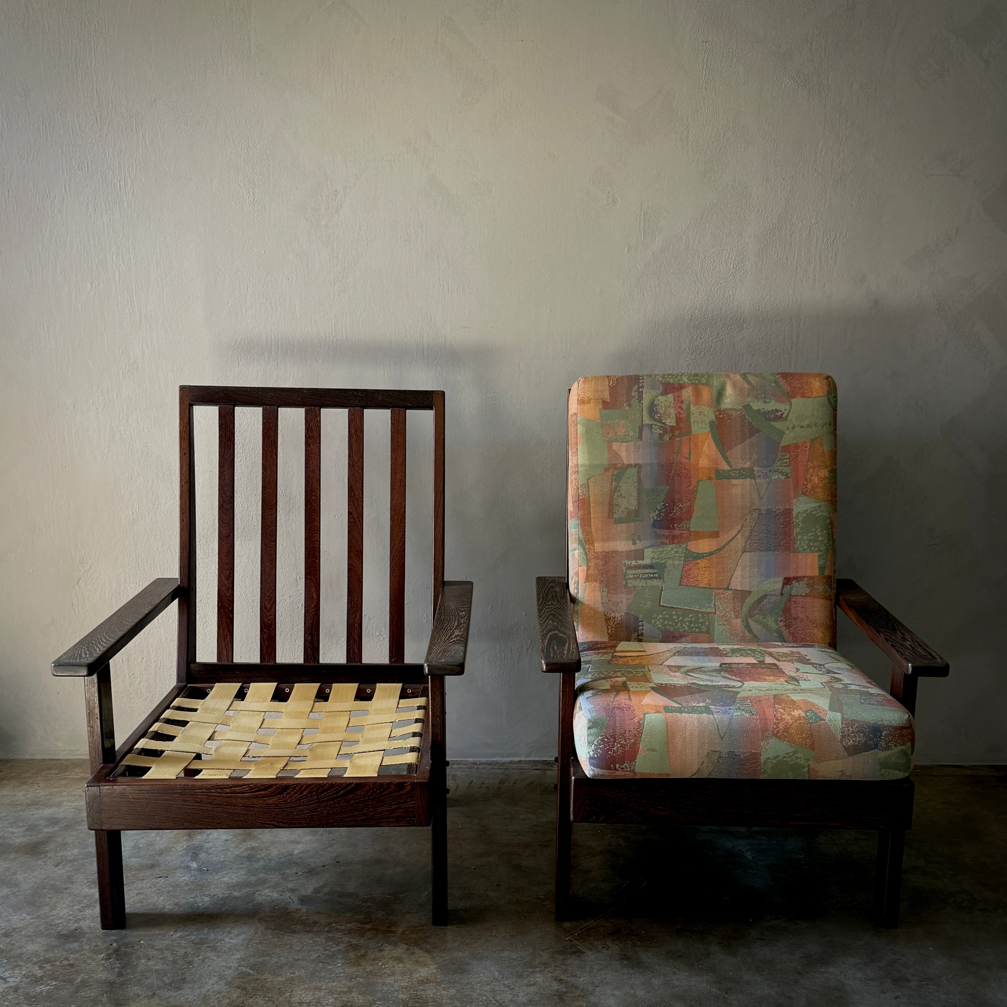 Pair of Wenge Wood Arm Chairs