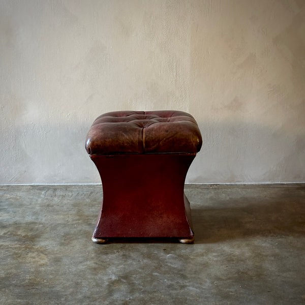 Tufted Leather Ottoman or Stool