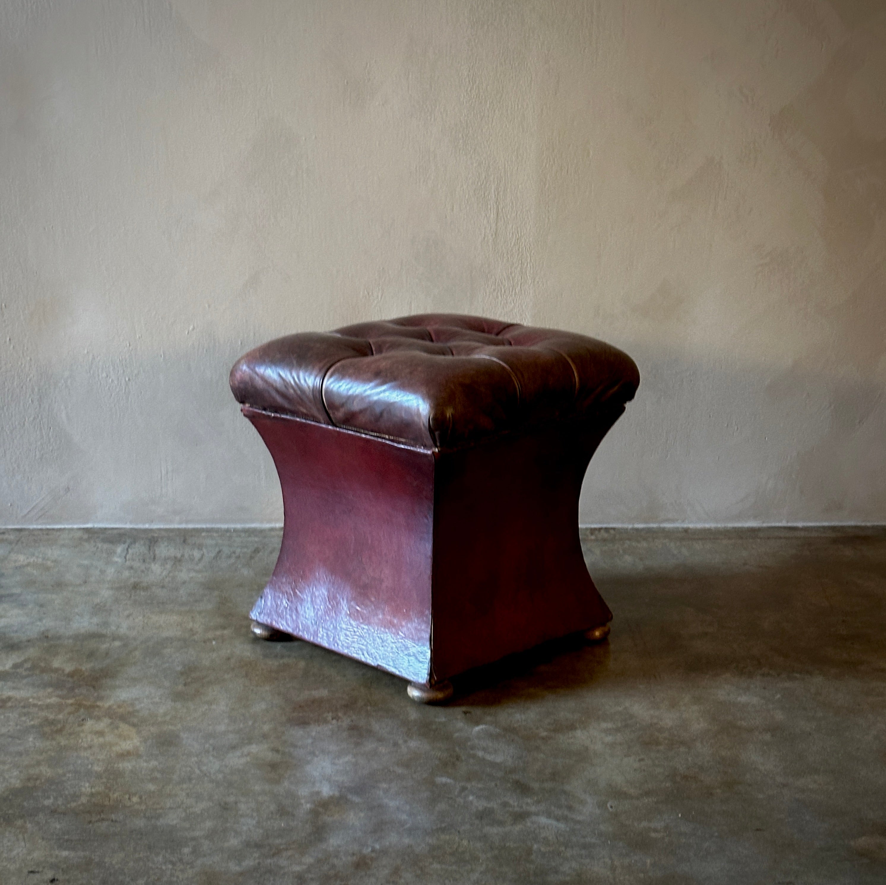 Tufted Leather Ottoman or Stool