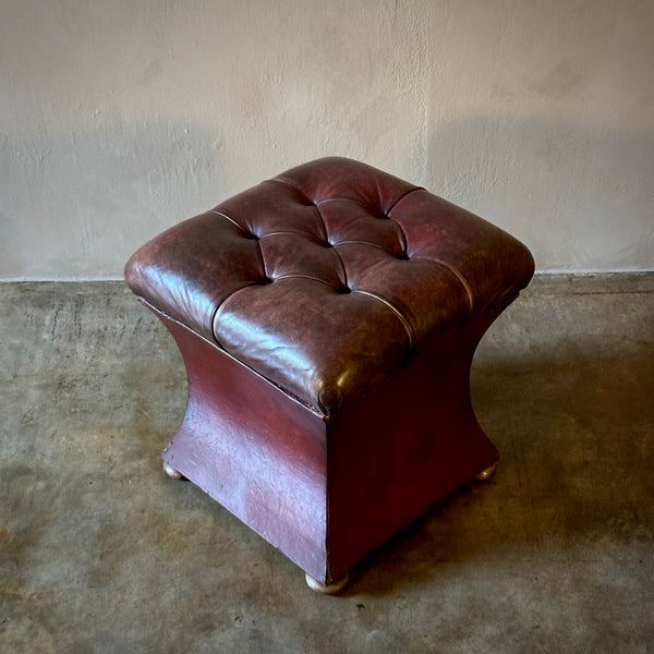 Tufted Leather Ottoman or Stool