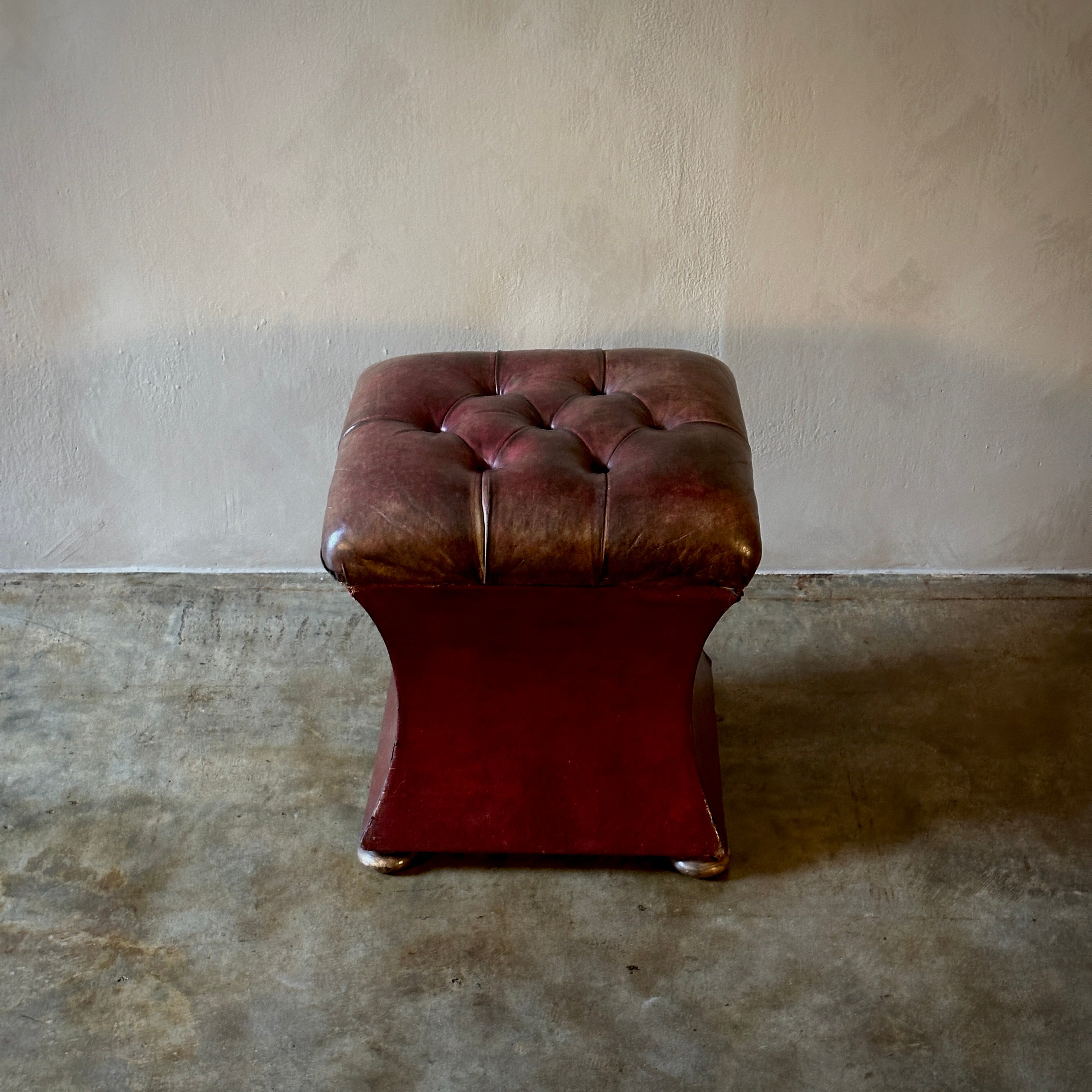 Tufted Leather Ottoman or Stool