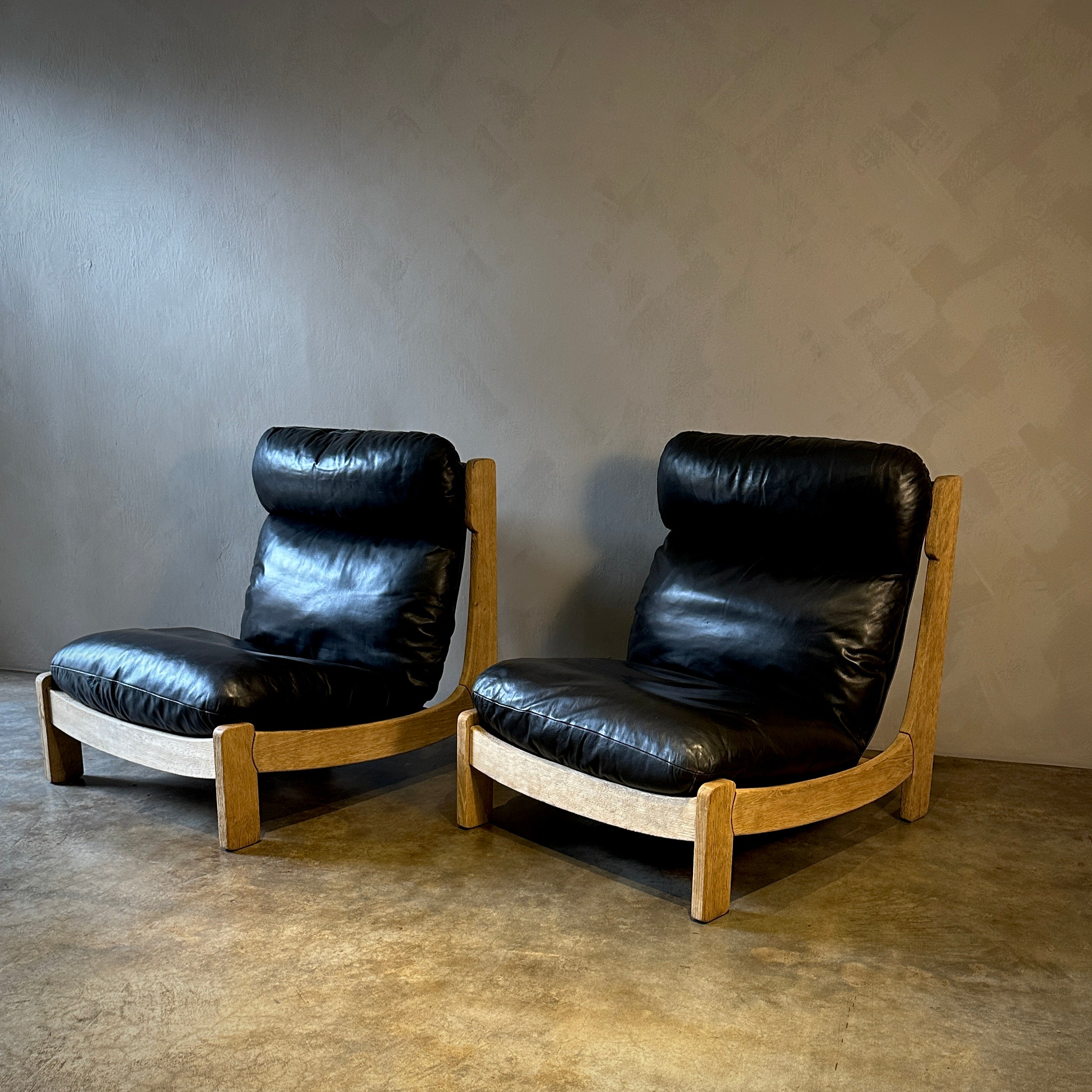 Pair of Wood and Leather Chairs