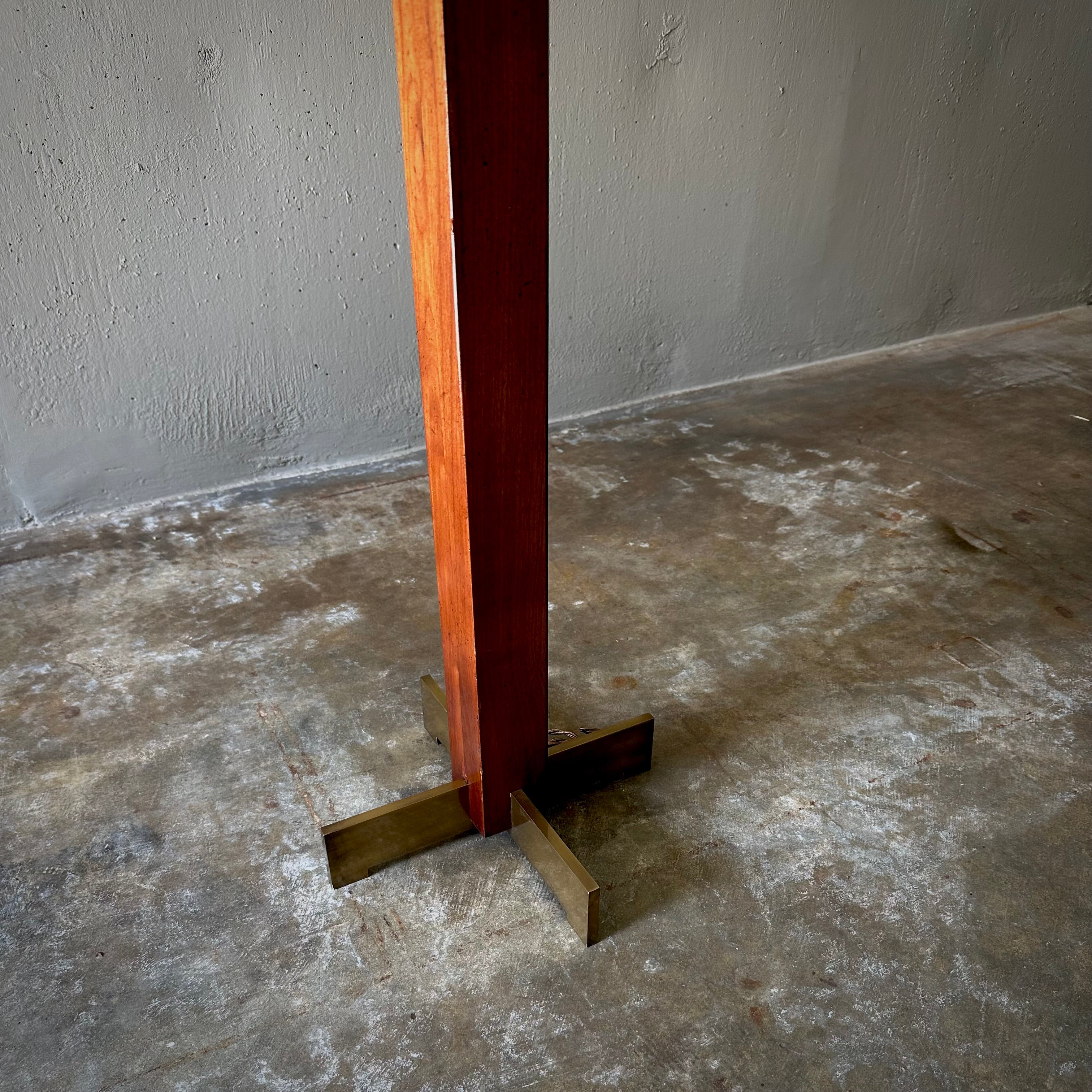 Wood and Brass Floor Lamp