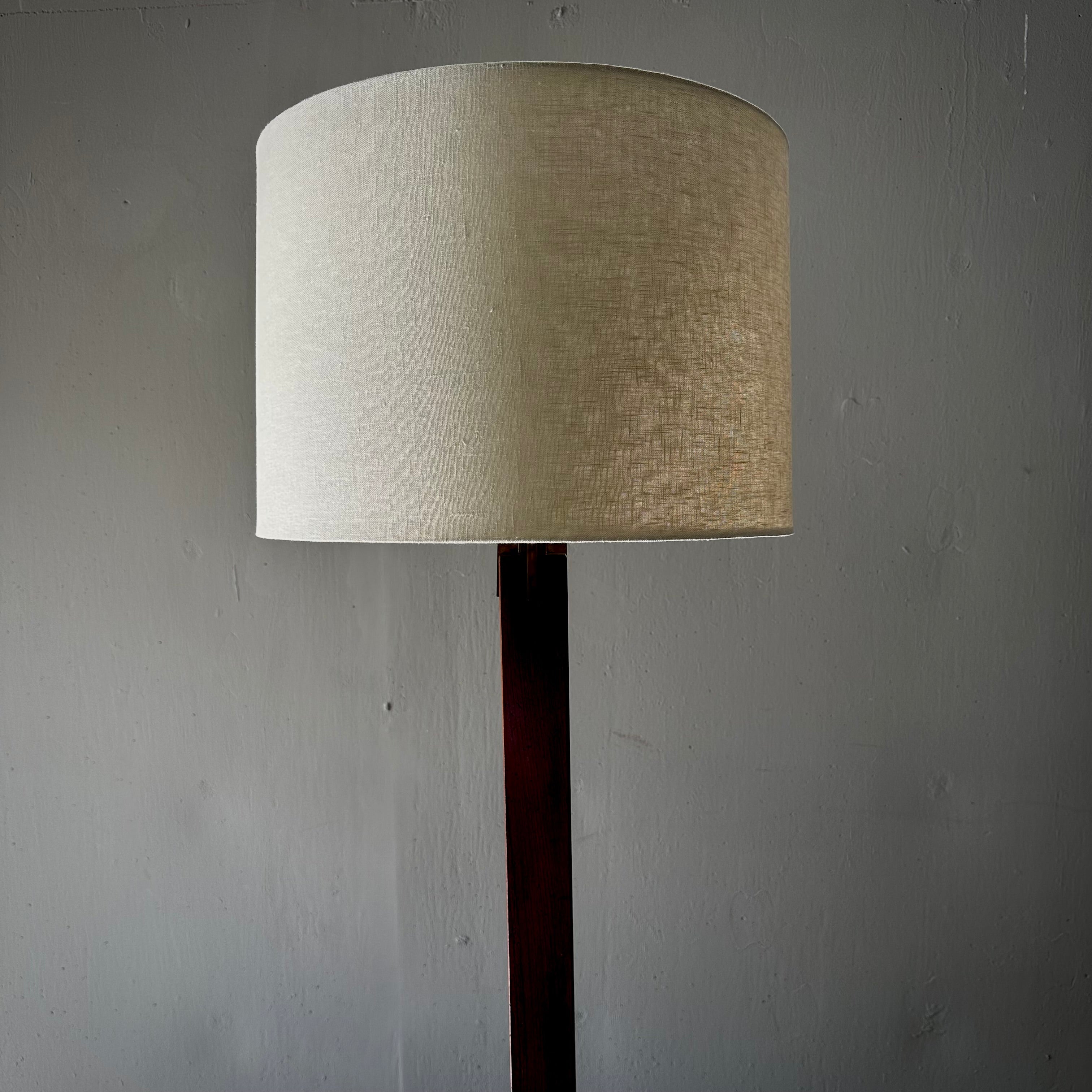 Wood and Brass Floor Lamp