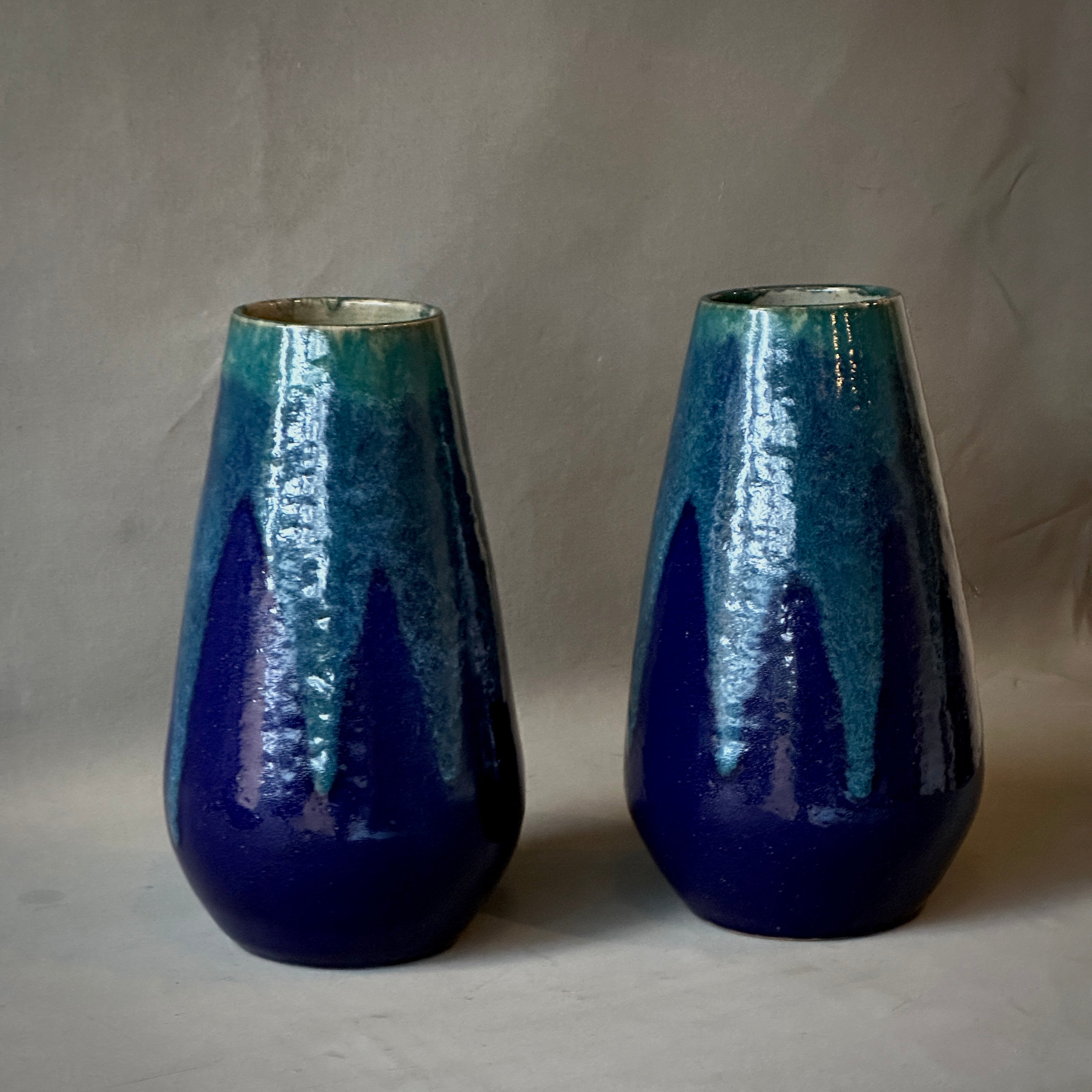 Large Pair Blue Vases