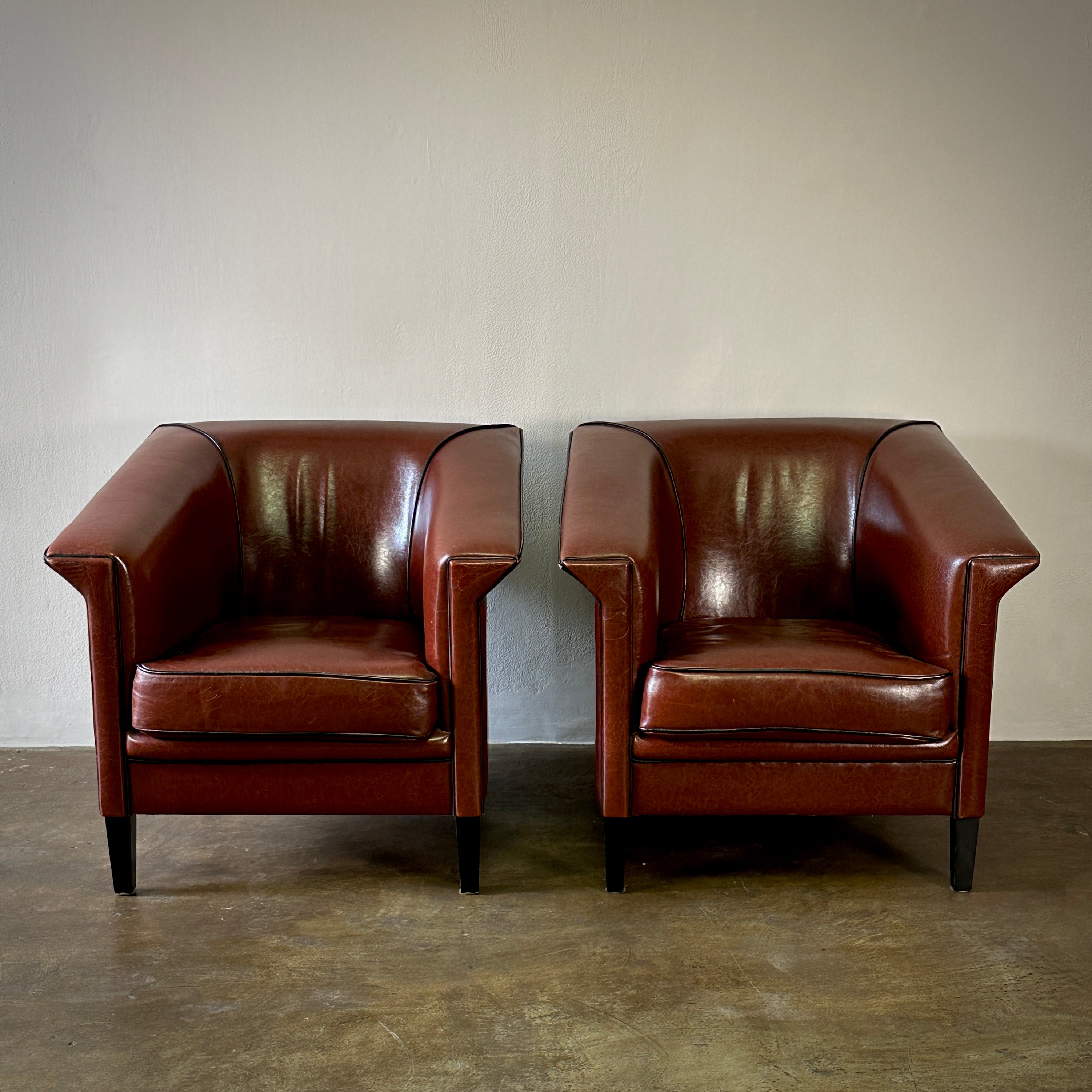 Pair of Leather Club Chairs