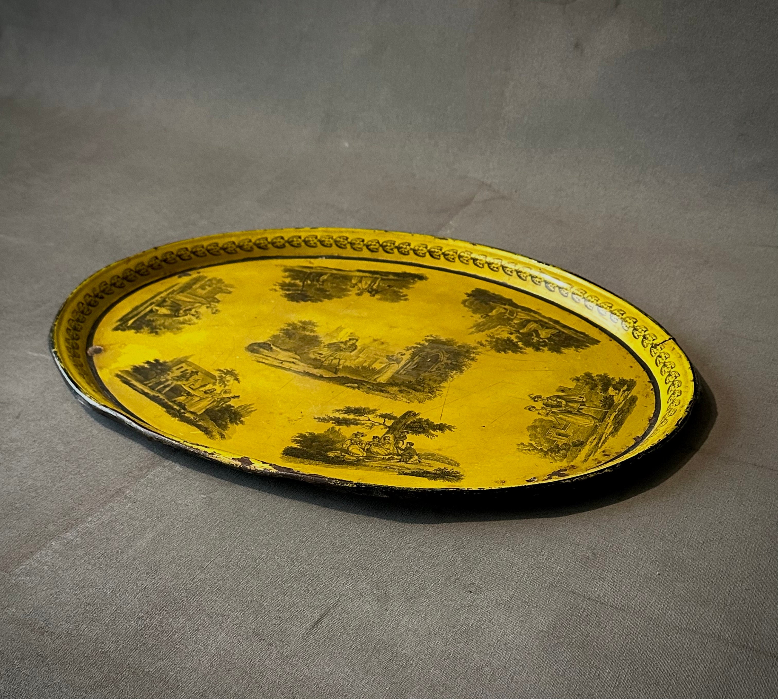 TOLE TRAY WITH TOILE MOTIF