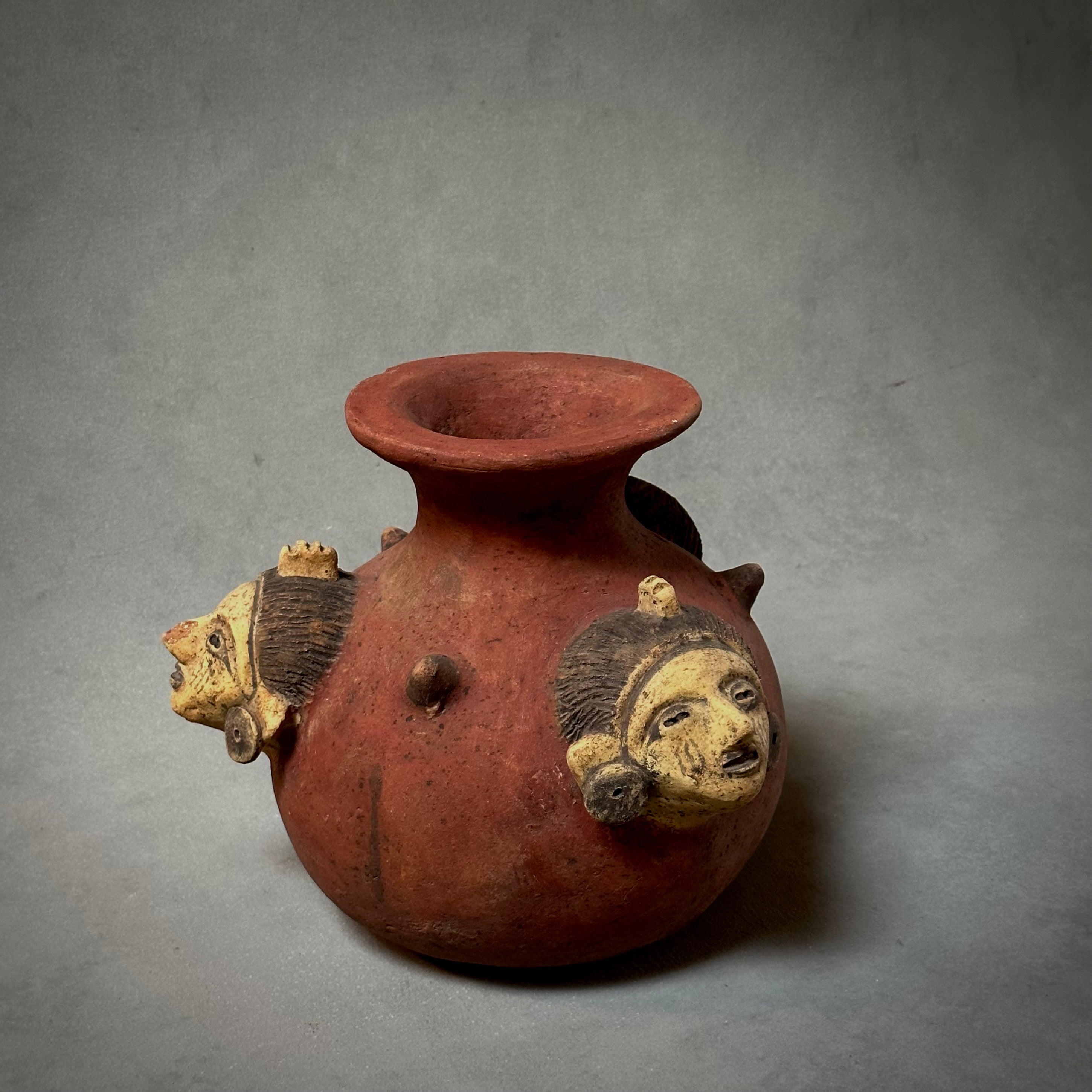 A decorative terracotta vessel