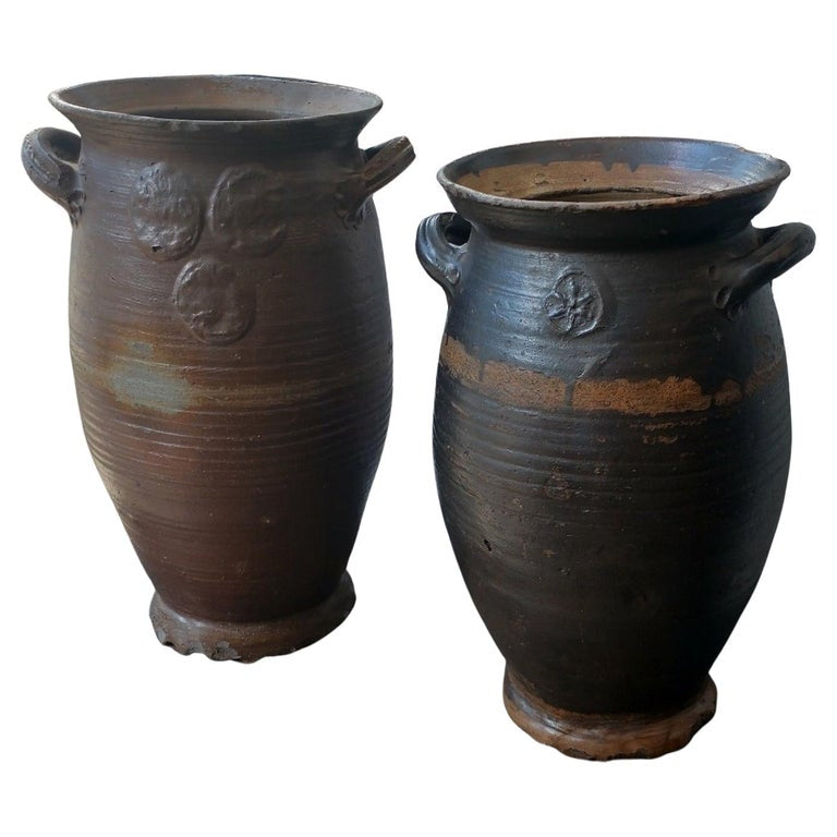 Pair of Large Stoneware Pots