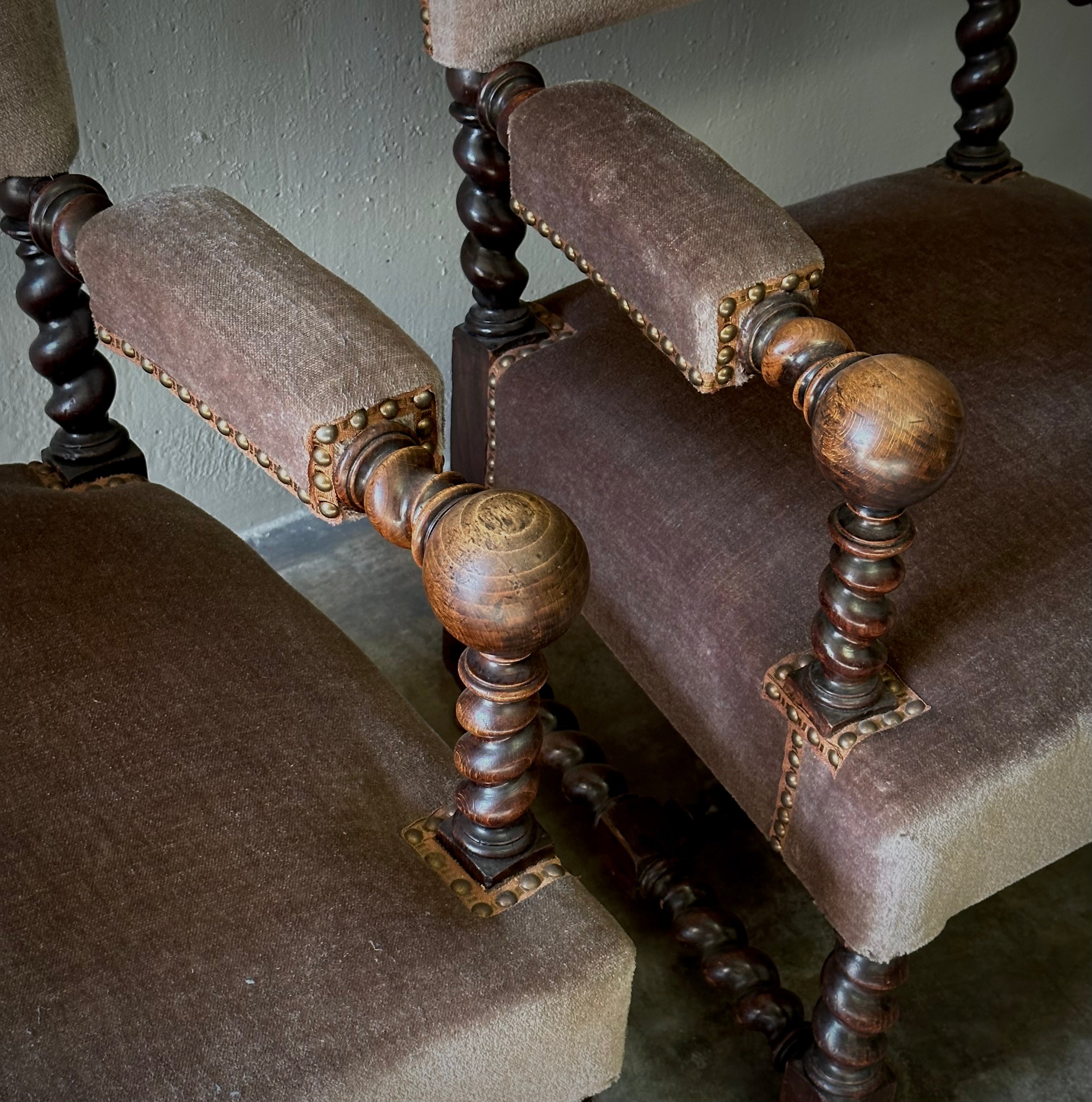 Pair of Velvet Upholstered Arm Chairs