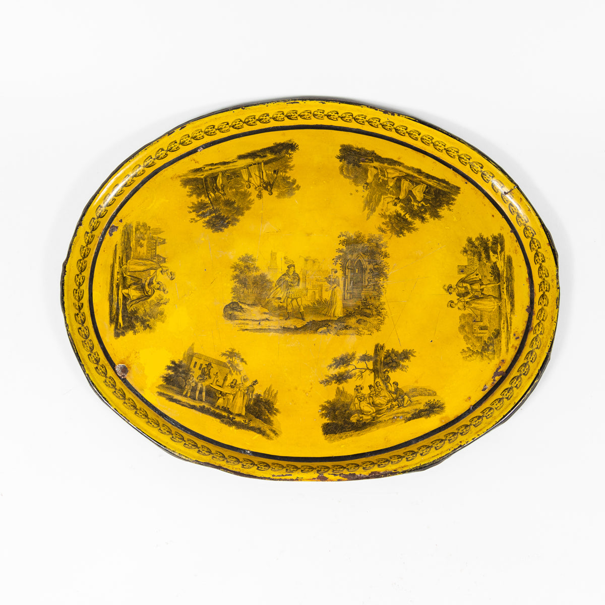 TOLE TRAY WITH TOILE MOTIF